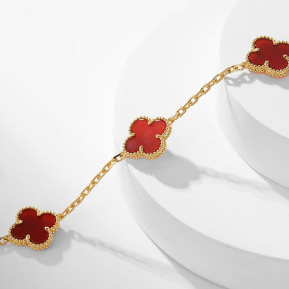 [Noble Jewelry]CLOVER 10 MOTIFS CARNELIAN NECKLACE