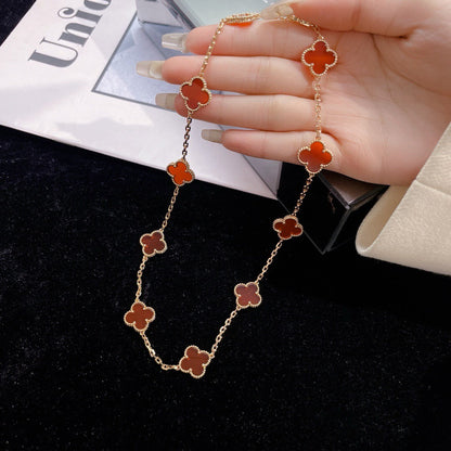 [Noble Jewelry]CLOVER 10 MOTIFS CARNELIAN NECKLACE