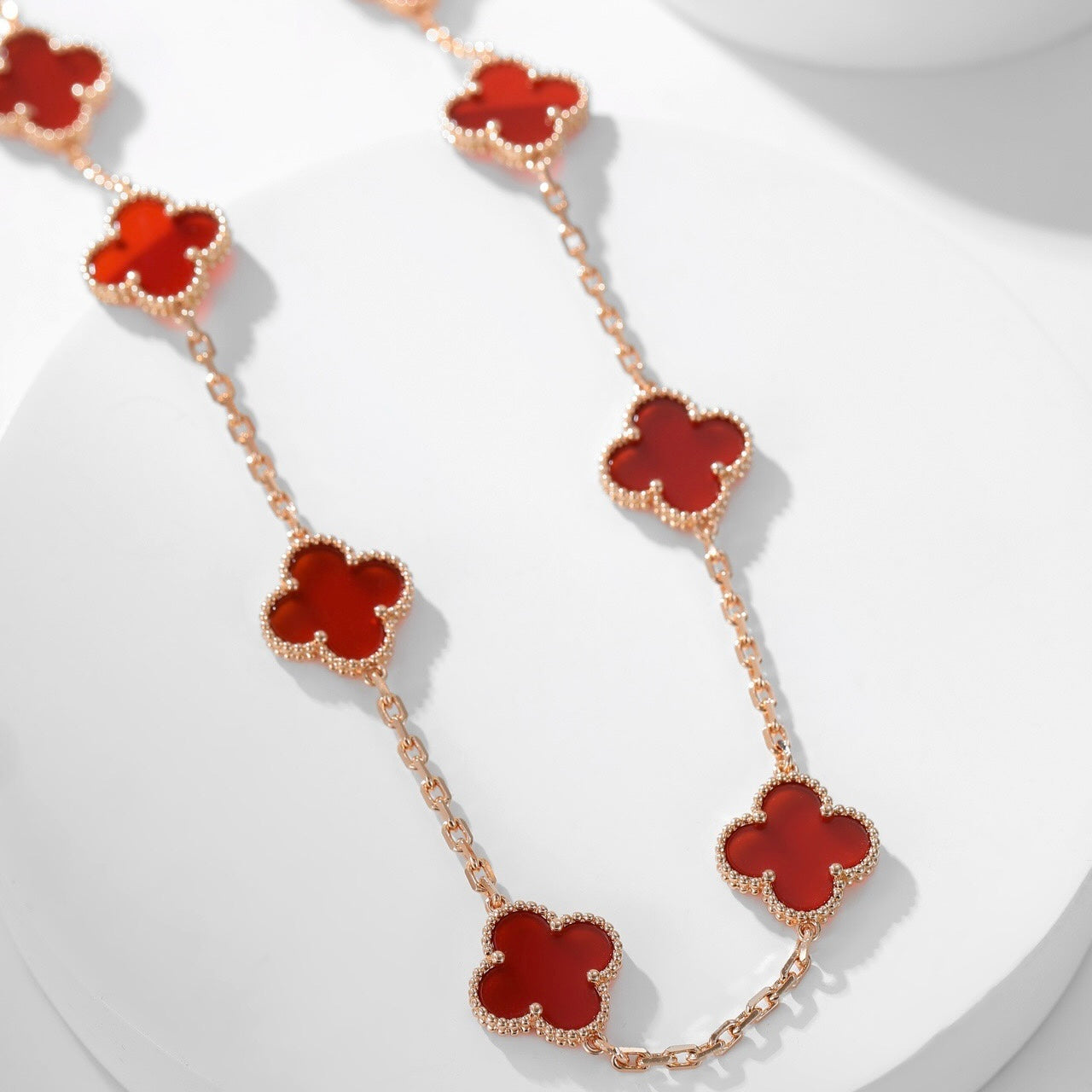 [Noble Jewelry]CLOVER 10 MOTIFS CARNELIAN NECKLACE