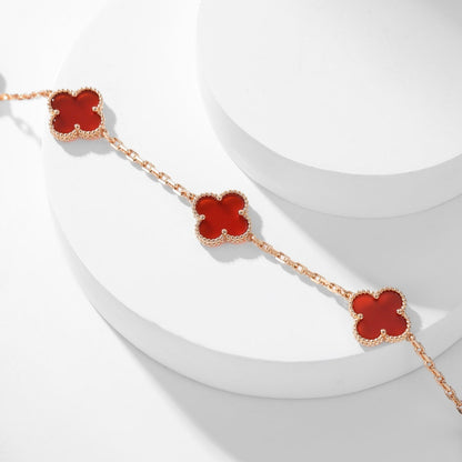 [Noble Jewelry]CLOVER 10 MOTIFS CARNELIAN NECKLACE