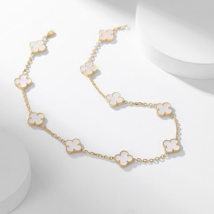 [Noble Jewelry]CLOVER 10 MOTIFS WHITE MOTHER OF PEARL NECKLACE