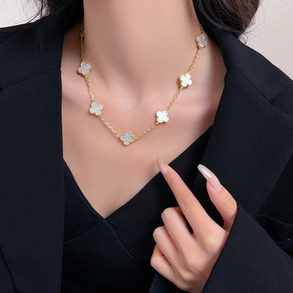 [Noble Jewelry]CLOVER 10 MOTIFS WHITE MOTHER OF PEARL NECKLACE