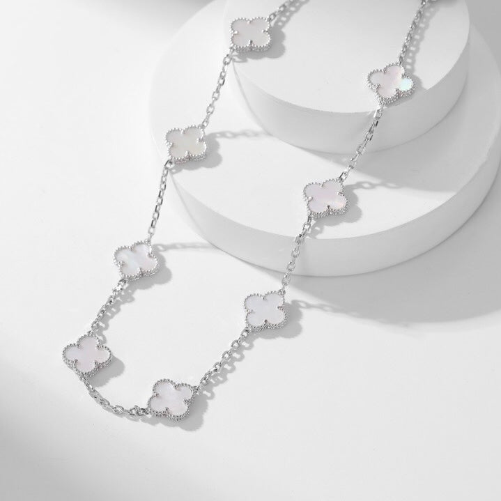 [Noble Jewelry]CLOVER 10 MOTIFS WHITE MOTHER OF PEARL NECKLACE