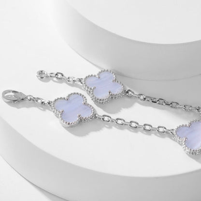 [Noble Jewelry]CLOVER 10 MOTIFS PURPLE CHALCEDONY NECKLACE