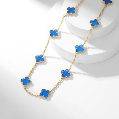 [Noble Jewelry]CLOVER 10 MOTIFS BLUE AGATE NECKLACE