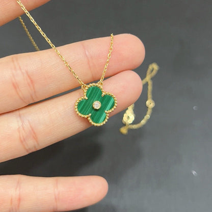 [Noble Jewelry]CLOVER 15MM DIAMOND TURQUOISE NECKLACE