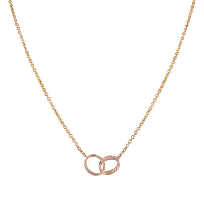 [Edler Schmuck] LIEBE HALSKETTE DOPPELRING ROSA GOLD 