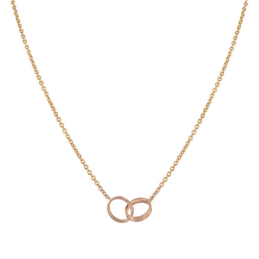 [Edler Schmuck] LIEBE HALSKETTE DOPPELRING ROSA GOLD 