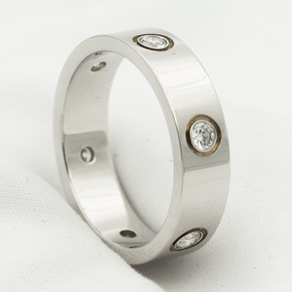 [Edler Schmuck] LIEBESRING 5,5 MM 6 DIAMANTEN SILBER