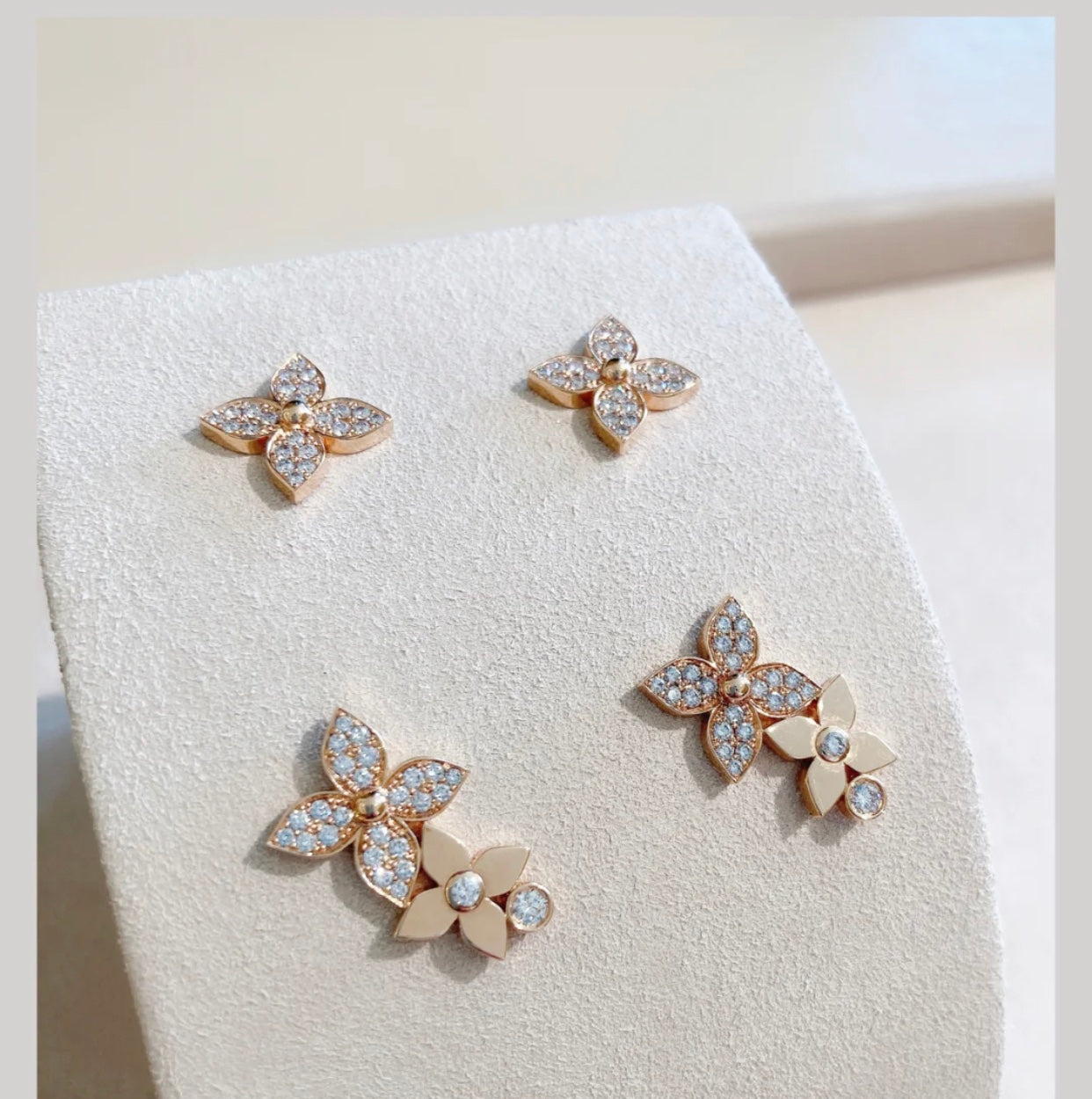 [Edler Schmuck] STAR BLOSSOM Ohrstecker Roségold Diamanten