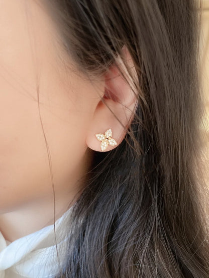 [Edler Schmuck] STAR BLOSSOM Ohrstecker Roségold Diamanten