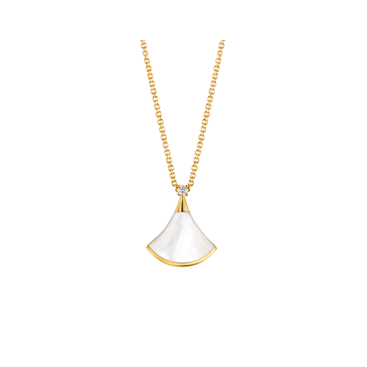 [Edler Schmuck] TRAUM HALSKETTE WEISSES MOP GOLD 1 DIAMANT