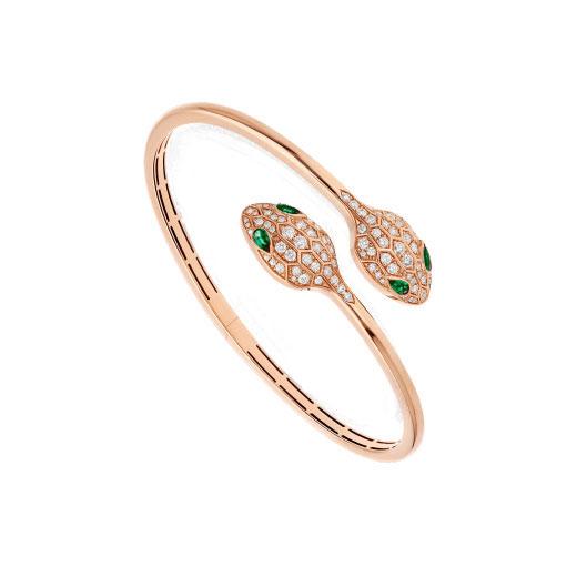 [Edler Schmuck]SERPENTI ARMBAND ROSA GOLD MALACHIT DIAMANT DOPPELSCHLANGE