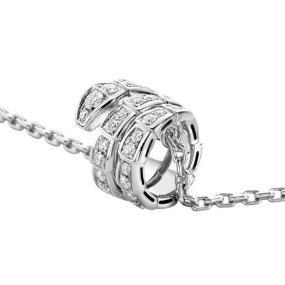 [Edler Schmuck]SERPENTI SILBER HALSKETTE DOPPELRING DIAMANT