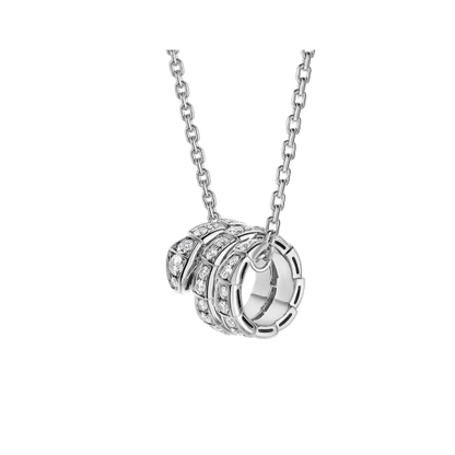 [Edler Schmuck]SERPENTI SILBER HALSKETTE DOPPELRING DIAMANT