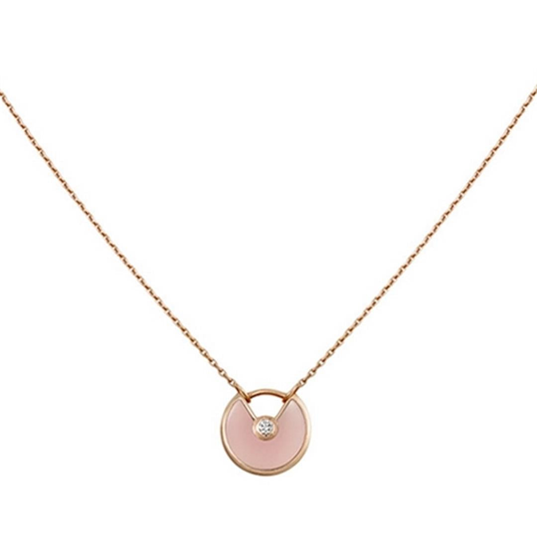 [Edler Schmuck]AMULETTE ROSÉGOLD ROSA MOP HALSKETTE