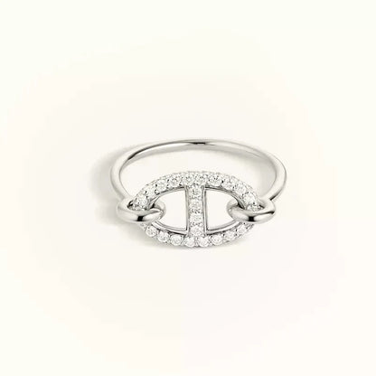 [Edler Schmuck] KLEINER RONDE-RING AUS SILBER MIT DIAMANTEN