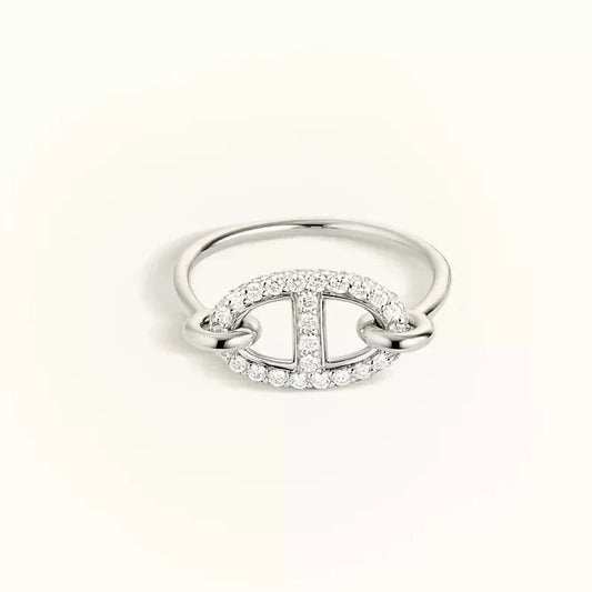 [Edler Schmuck] KLEINER RONDE-RING AUS SILBER MIT DIAMANTEN