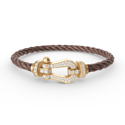 [Edler Schmuck]FORCE GROSSES HUFEISENARMBAND MIT VOLLEN DIAMANTEN GOLD