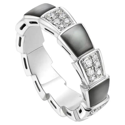 [Edler Schmuck] SERPENTI RING SILBER DIAMANT SCHWARZ MOP 4MM