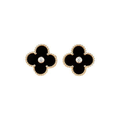 [Edler Schmuck] CLOVER MEDIUM 1 MOTIFS ONYX DIAMOND OHRRINGE