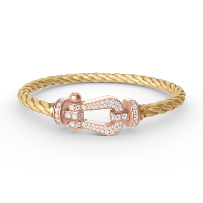 [Edler Schmuck]FORCE GROSSES HUFEISENARMBAND MIT VOLLEN DIAMANTEN IN ROSÉGOLD