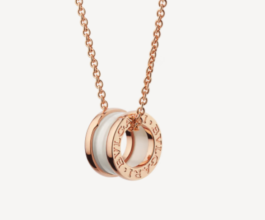 [Edler Schmuck]ZERO 1 WEISSE KERAMIK ROSA GOLD HALSKETTE