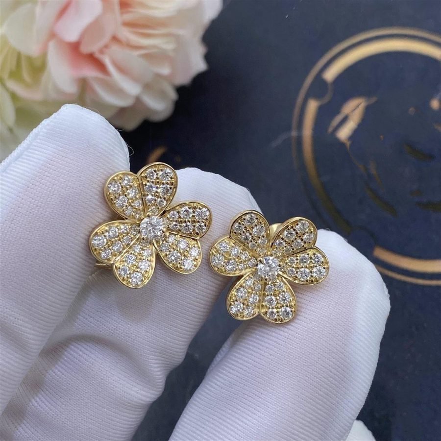 [Edler Schmuck]FRIVOLE GOLD BLUMEN DIAMANT OHRRINGE 