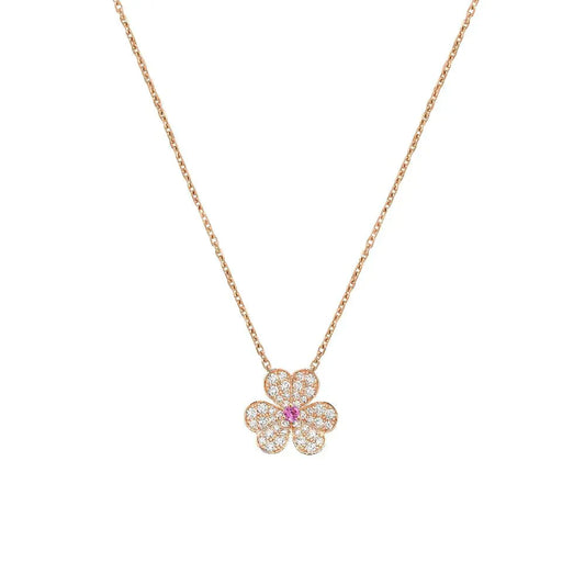 [Edler Schmuck]FRIVOLE ROSÉGOLD-HALSKETTE MIT BLUMENDIAMANTEN