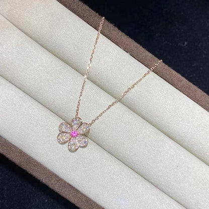 [Edler Schmuck]FRIVOLE ROSÉGOLD-HALSKETTE MIT BLUMENDIAMANTEN