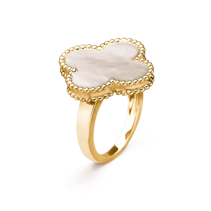 [Edler Schmuck] KLEEBLATT WEISSER MOP-RING