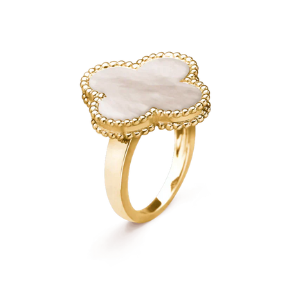 [Edler Schmuck] KLEEBLATT WEISSER MOP-RING