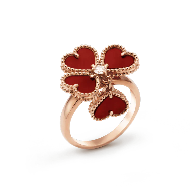 [Edler Schmuck] RING AUS SÜSSEM KLEE UND KARNEOL