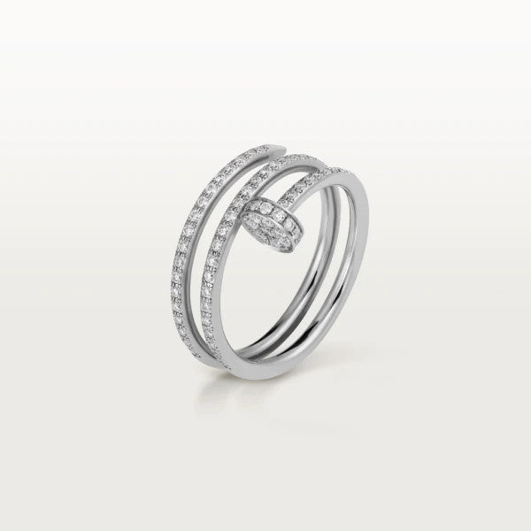 [Edler Schmuck]JUSTE RING 1,8 MM SILBER DOPPELREIHIGE DIAMANTEN 