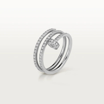 [Edler Schmuck]JUSTE RING 1,8 MM SILBER DOPPELREIHIGE DIAMANTEN 